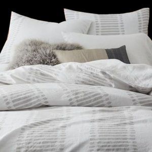 West Elm Gray Linen Ikat Duvet Cover (Full/Queen)